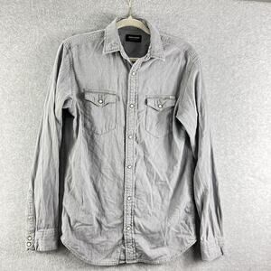 Jack & Jones Men's Button Up Gray DenimShirt Size Small Long Sleeve Pearl Snap